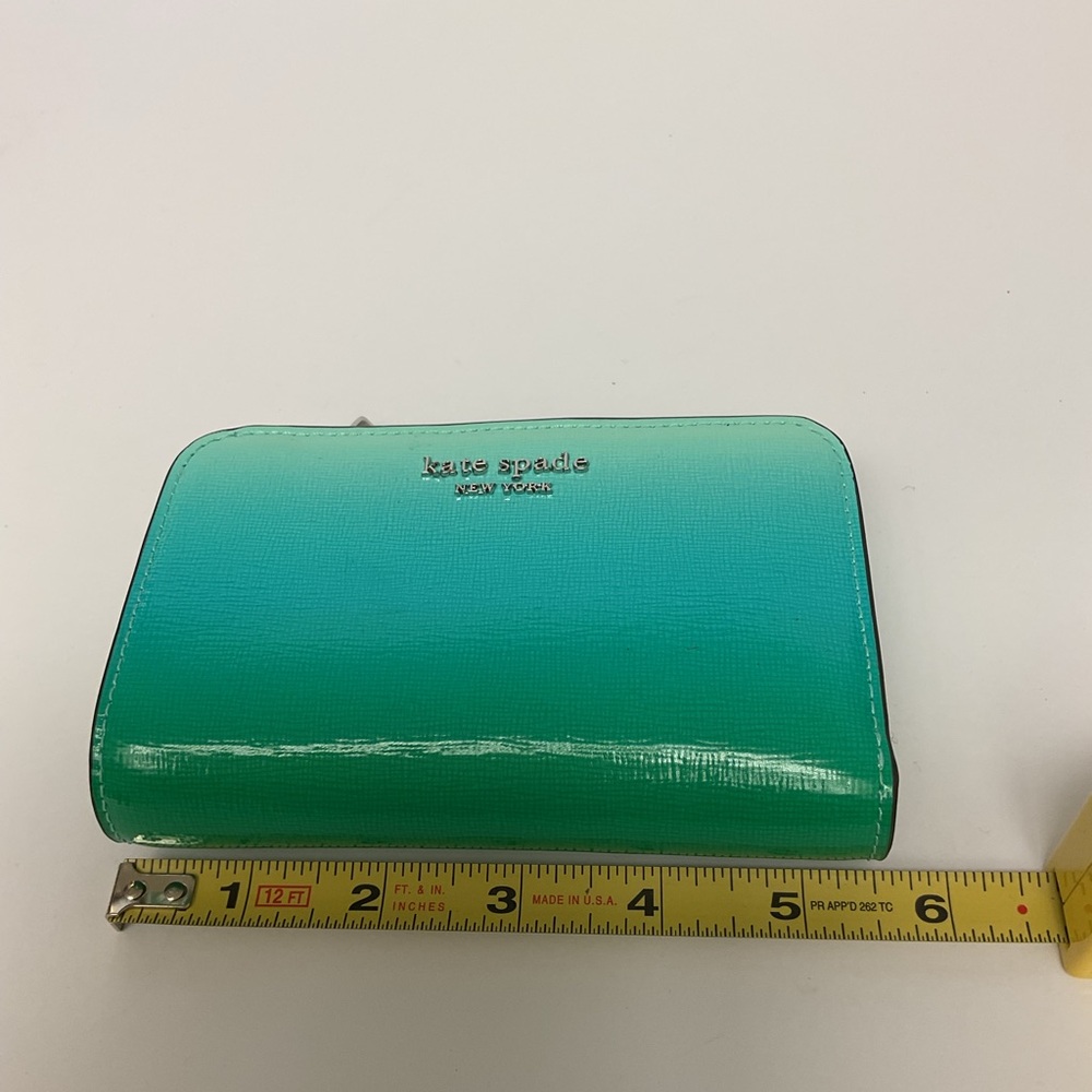 KATE SPADE PATENT LEATHER WALLET AQUA OMBRE NWOT - Picture 14 of 15